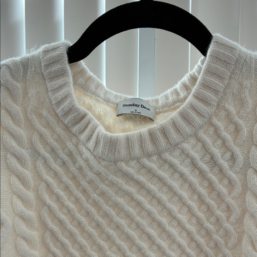 Sunday Best Cream Cable Knit Sweater - Picture 4 of 7